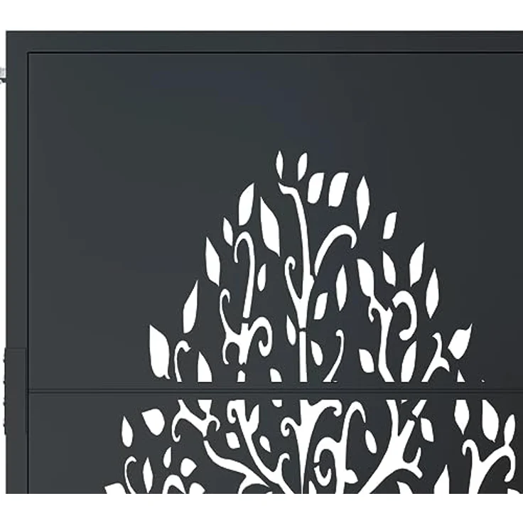 vidaXL Gartentor Anthrazit 105x180 cm Stahl Baum-Design Abschließbar mit 3 Schlüsseln – Bild 6