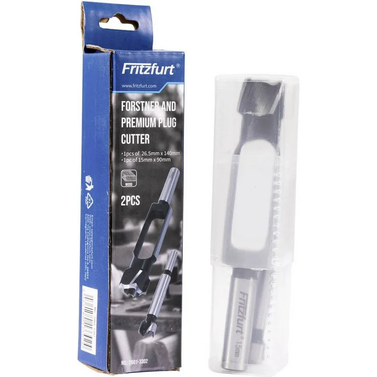 FRITZFURT 2801-3302 Forstnerbohrer-Set 2-teilig, Durchmesser 15 mm & 26.5 mm, Bohrer- & Bitset