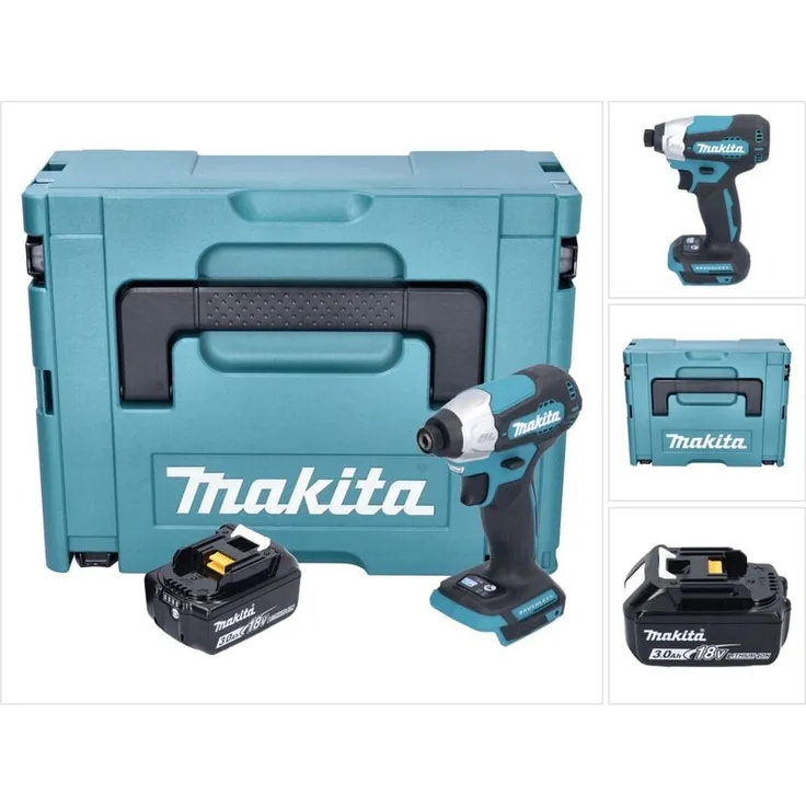 Makita DTD 157 F1J, Akku Schlagschrauber 18 V mit 140 Nm, 1/4' Brushless, 1x 3,0 Ah Akku, inkl. Makpac, ohne Ladegerät