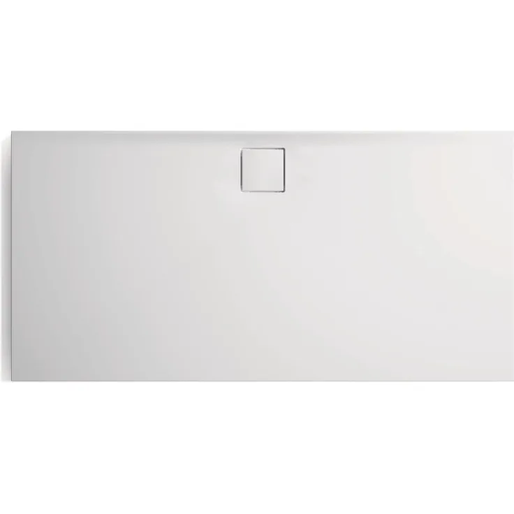 Hüppe EasyFlat Duschwanne rechteckig, 1000x900mm, weiße Mineralguss-Duschwanne, rutschhemmend, flacher Ablauf an langer Seite