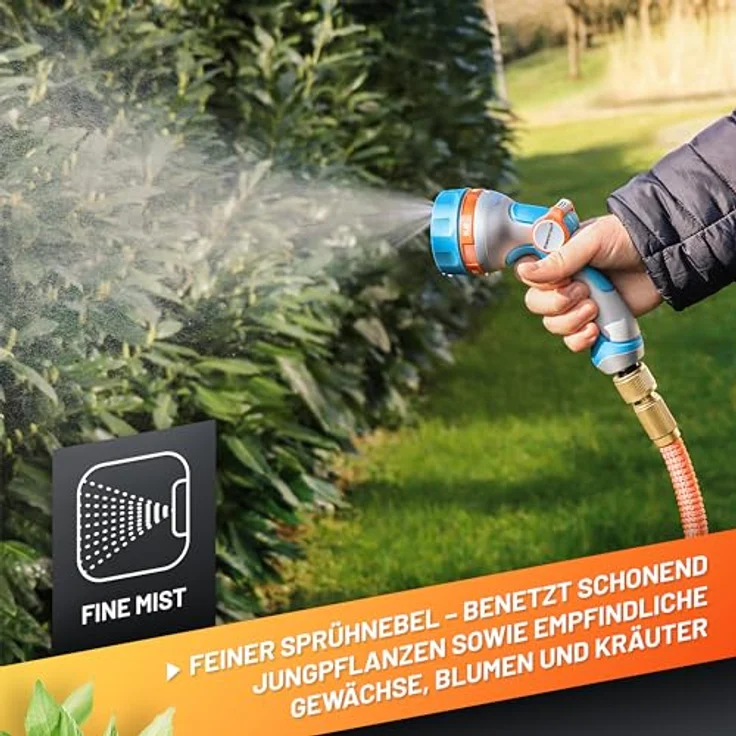 GRÜNTEK Ultraleichte Handbrause Garten Multibrause mit 5 Strahlarten, ergonomischem Griff und Daumensteuerung, universeller Schnellanschluss – Bild 3
