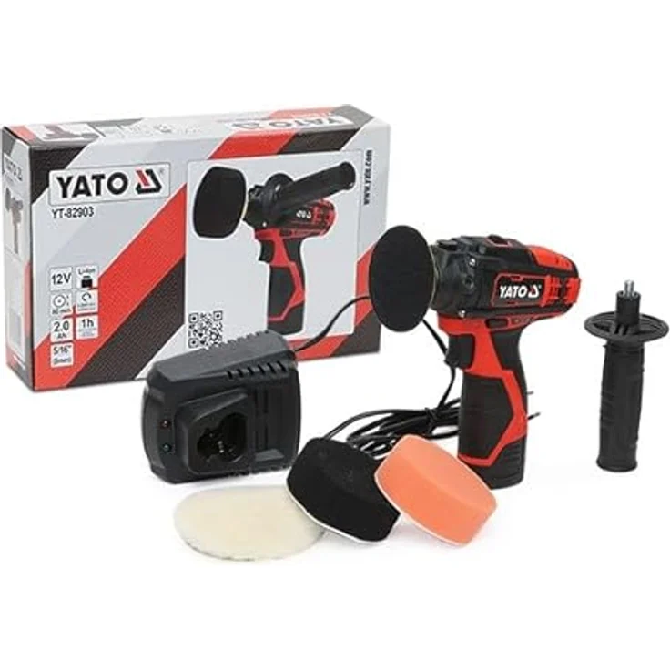 YATO Profi Mini Akku-Poliermaschine 80mm 12 V inkl. Akku und Ladegerät YT-82903 – Bild 3