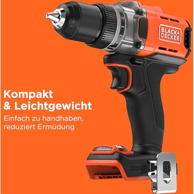 Black & Decker Akku-Bohrschrauber 18V ohne Akku BCD382XN-XJ, Akkubetrieb – Bild 10