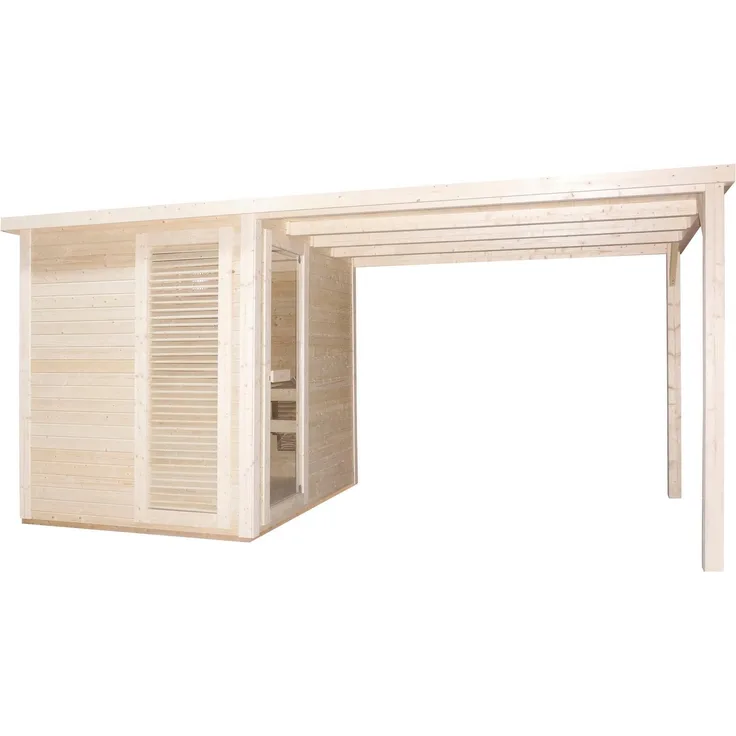 Sanotechnik Sauna »RAUMA« Außensauna, 460 x 230 x 219,5 cm, geeignet für 5 Personen, Fichetnholz, Wellness unter freiem Himmel