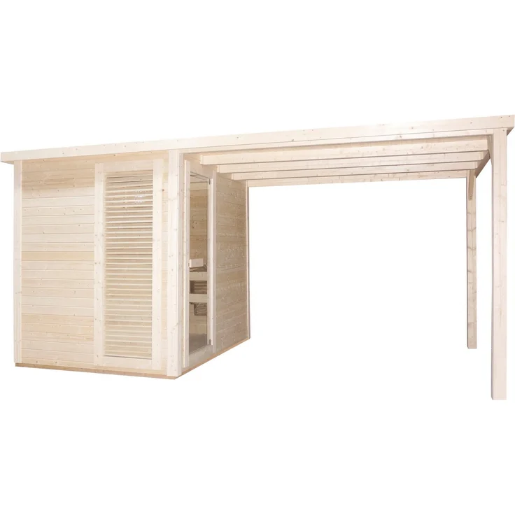 Sanotechnik Sauna »RAUMA« Außensauna, 460 x 230 x 219,5 cm, geeignet für 5 Personen, Fichetnholz, Wellness unter freiem Himmel