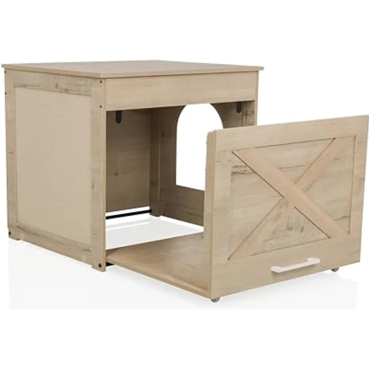 hjh LIVING Kitty Pawbox 1, Hundebett + Katzenbett im Landhausstil mit stabilem MDF-Material, integrierten Belüftungslöchern und Kratzbrett – Bild 3
