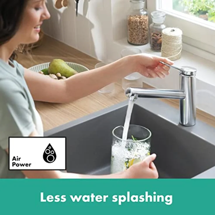 Grohe Küchenarmatur Hansgrohe 150 Zesis M33 EcoSmart, Einhebelmischer mit verchromter Oberfläche, EcoSmart Technologie und 3-stufigem Schwenkbereich – Bild 3
