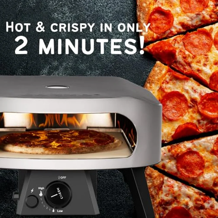Cozze Pizzaofen Classic, Gasofen mit 6000 W Leistung, graues Edelstahl-Design, 13 Zoll Format – Bild 3