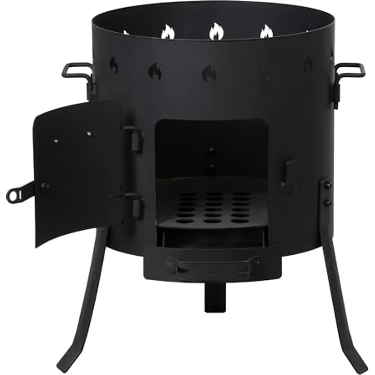BBQ-Toro Kazan Ofen Ø 40 cm, vielseitiger Gulaschkessel und Feuerstelle, stabiler Stahl mit Ascheschubkasten, inklusive Untersetzer und Griffen – Bild 4