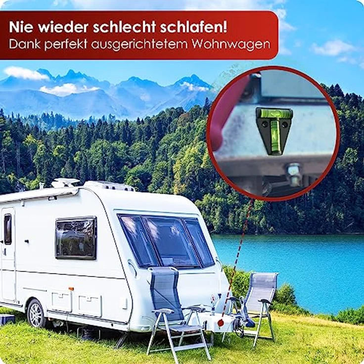 WEIDEBACH® Mini Wasserwaage schwarz, Magnetisch, bruchsicher und robust für Wohnmobil und Camping, Kreuzwasserwaage – Bild 3