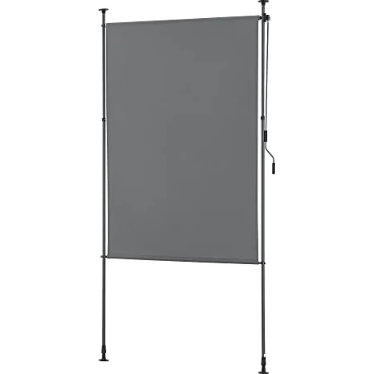 pro.tec Außenrollo Cimarra 120 x 270 cm Balkonrollo Senkrechtmarkise mit Handkurbel Sichtschutz witterungsbeständig Stahlgestell Dunkelgrau – Bild 4