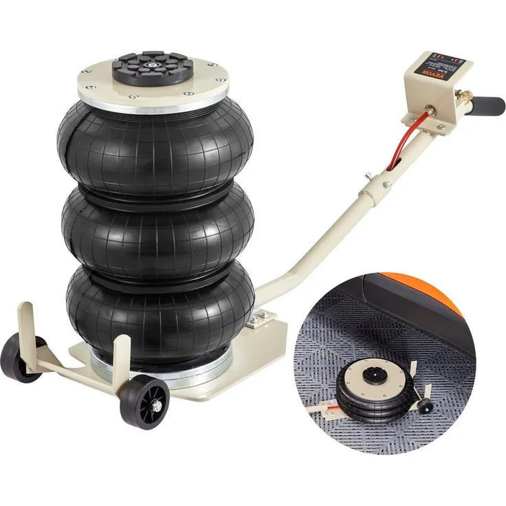 VEVOR Wagenheber Pneumatischer Wagenheber Air Jack 3 t, Weiß Dreifachbeutel-Luftheber, max. Hubhöhe: 70 cm