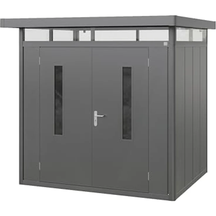 GFP Primeyard Gerätehaus Metall Gartenhaus 228x180x231 cm Geräteschuppen anthrazit, robuste Stahlblech-Konstruktion – Bild 1
