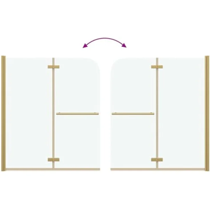 vidaXL Duschwand Duschabtrennung Gold, 120 x 140 cm, ESG-Glas und Aluminium, faltbar und drehbar – Bild 7