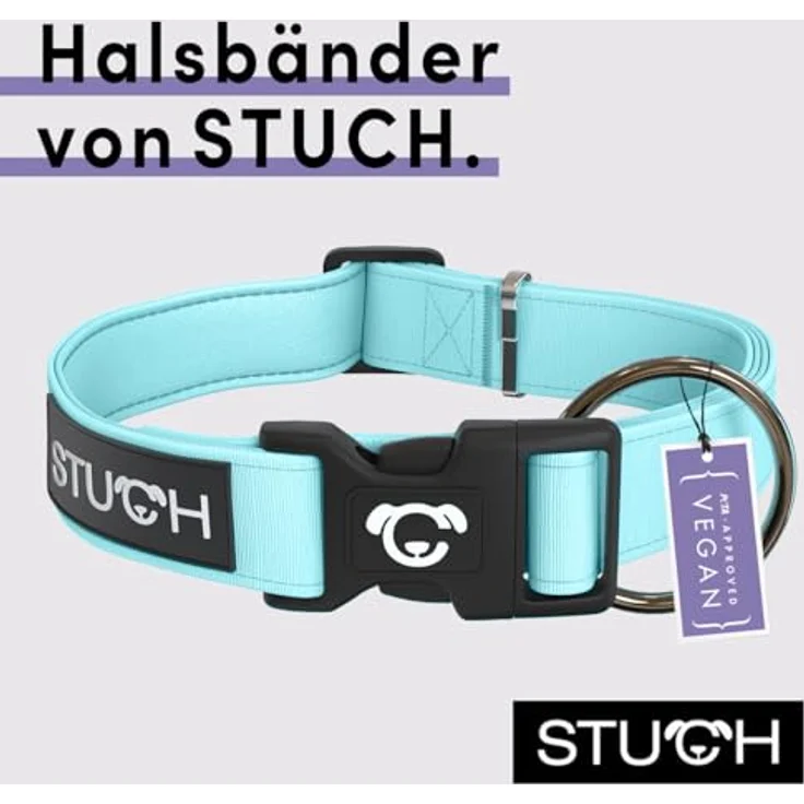 STUCH Hundehalsband - verstellbares und gepolstertes Nylon Hunde Halsband in Türkis, für kleine, mittlere und große Hunde, Größe S (1,5cm x 28-45cm) – Bild 2