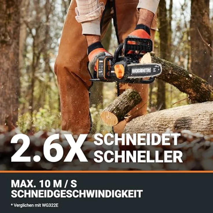 Worx Akku-Kettensäge WG350E.9 Nitro Profi, 30cm Schwertlänge, leistungsstarke Holzsäge, 10m/s – Bild 4
