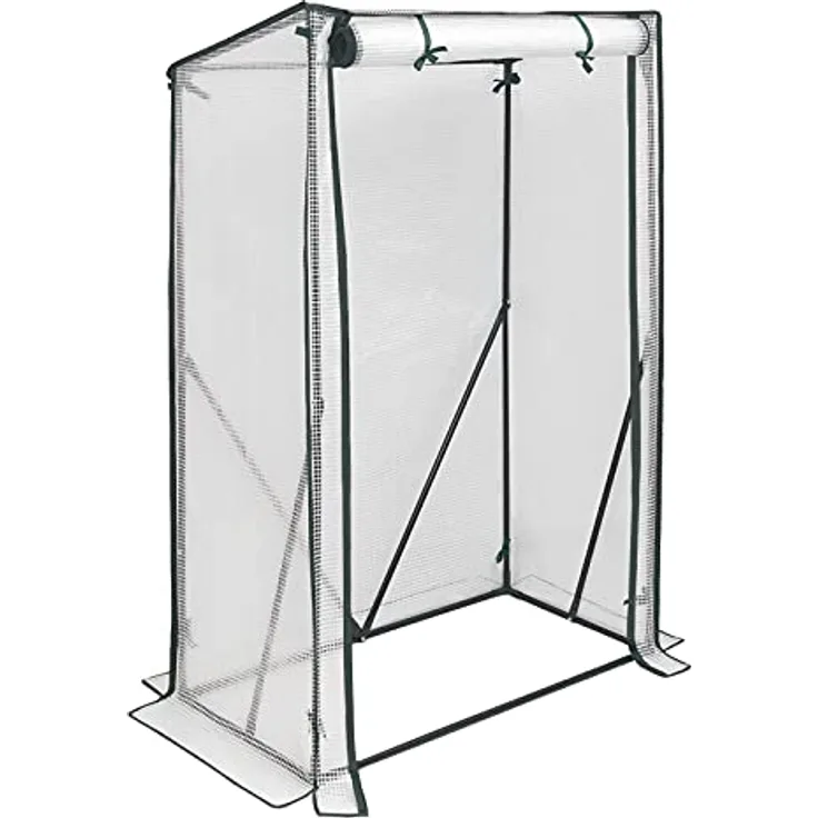 WOLTU Foliengewächshaus Tomatengewächshaus Treibhaus Gartenhaus Frühbeet Tomatenhaus Gemüse Gewächshaus überwinterungszelt für Pflanzen Weiß 50x100x136/150 cm