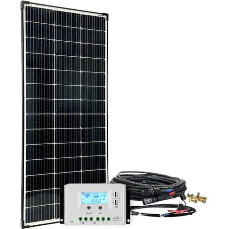 Offgridtec basicPremium-XL 150W Solaranlage 12V/24V Komplettsystem, monokristallines Solarmodul mit PWM-12/24-30A Laderegler, schwarz
