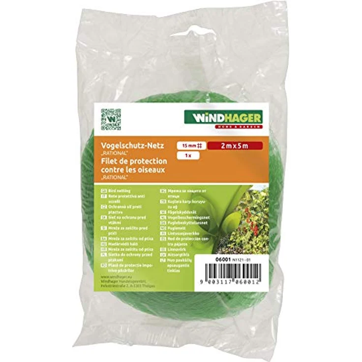 Windhager Vogelschutz-Netz RATIONAL Vogelabwehrnetz, Teichnetz, Laubnetz, Maschenweite 15 mm, Grün, 5 x 2 m, 06001 – Bild 5