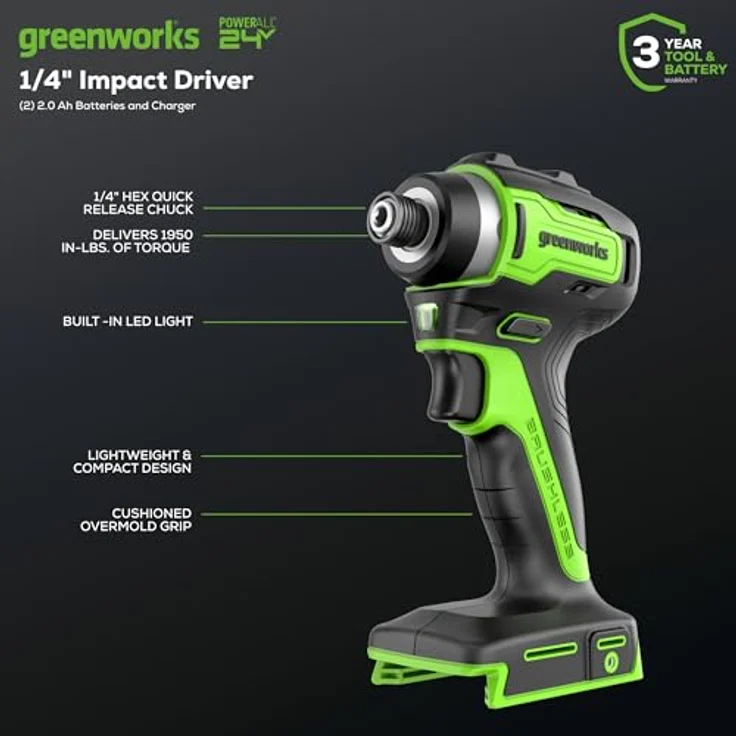Greenworks GD24D220 Akku-schlagschrauber 24V 220Nm, Brushless-Motor, 2600 U/min – Bild 2