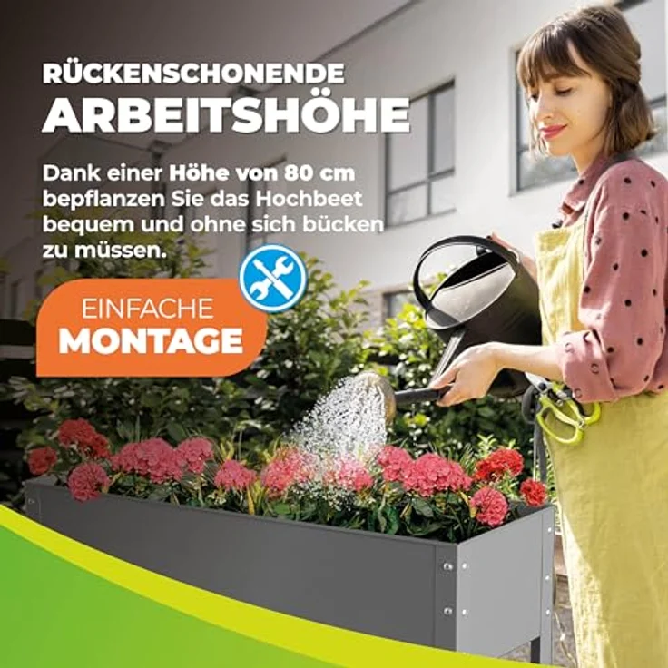 Bio Green Metallhochbeet Freising-XL, anthrazit, 100 x 30 x 80 cm, MHF-XL für Balkon & Terasse – Bild 6