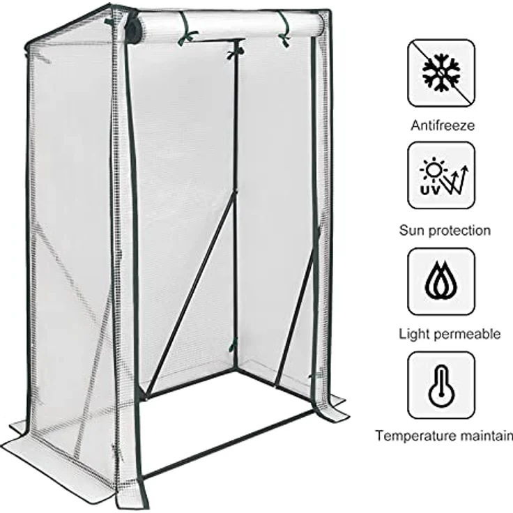 WOLTU Foliengewächshaus Tomatengewächshaus Treibhaus Gartenhaus Frühbeet Tomatenhaus Gemüse Gewächshaus überwinterungszelt für Pflanzen Weiß 50x100x136/150 cm – Bild 4