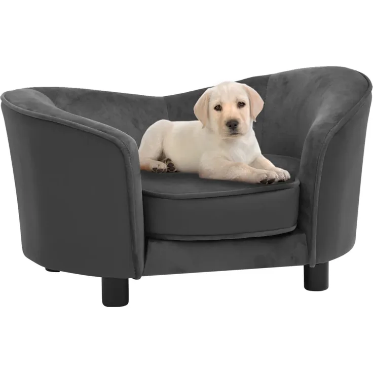 vidaXL Hundesofa Dunkelgrau 69x49x40 cm Plüsch und Kunstleder