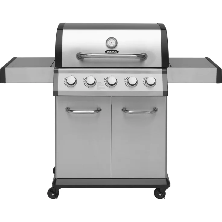 Justus Gasgrill Geras Grillfläche 70x42 cm 2.940 cm² Edelstahl Silber 14.500 Watt 4 Hauptbrenner + 1 Seitenbrenner – Bild 1