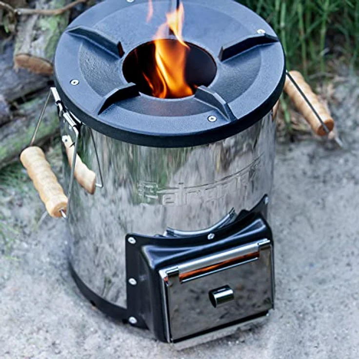 Petromax Raketenofen rf33 Feuerstelle, silber/schwarz Edelstahl Ø 32 cm Kochfläche 23,5 cm – Bild 8
