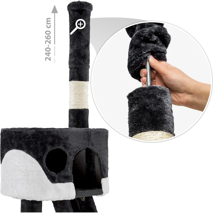 tectake Kratzbaum Hansi 260cm - schwarz/weiß – Bild 8