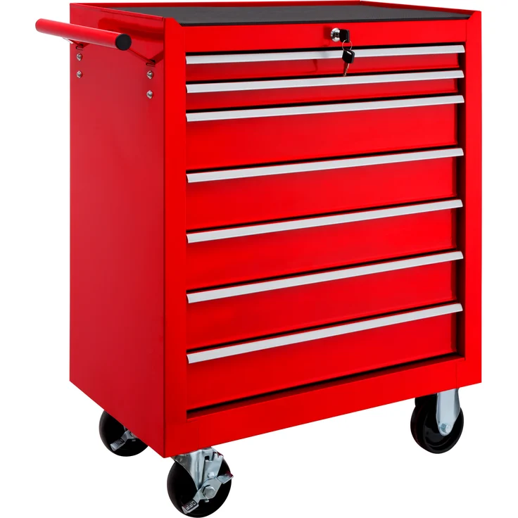 tectake Werkzeugwagen mit 7 Schubladen rot – Bild 1