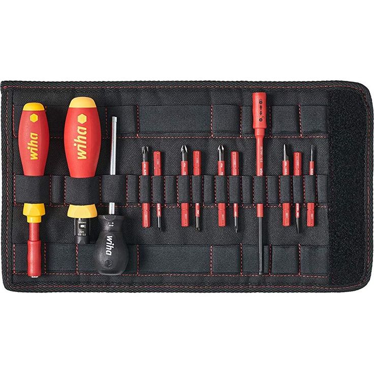 Wiha Drehmoment Schlüssel Schraubendreher Set TorqueVario-S electric (40674) gemischt 14tlg. | 0,8-5,0 Nm | inkl. Falttasche | Schlitz,Kreuz,PlusMinus