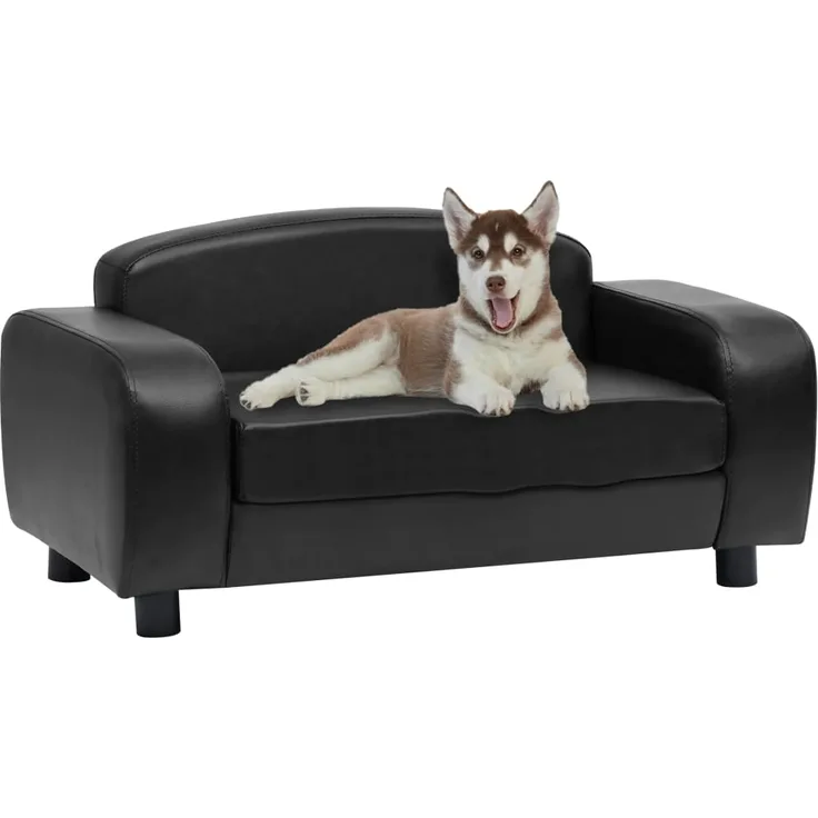vidaXL Hundesofa Schwarz 80x50x40 cm Kunstleder
