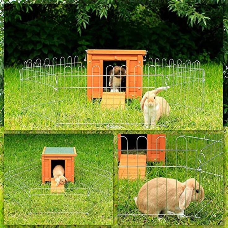 lionto Kaninchenstall aus Holz Kleintierhaus Nagerhaus Kleintierstall 43x43x52 cm – Bild 2