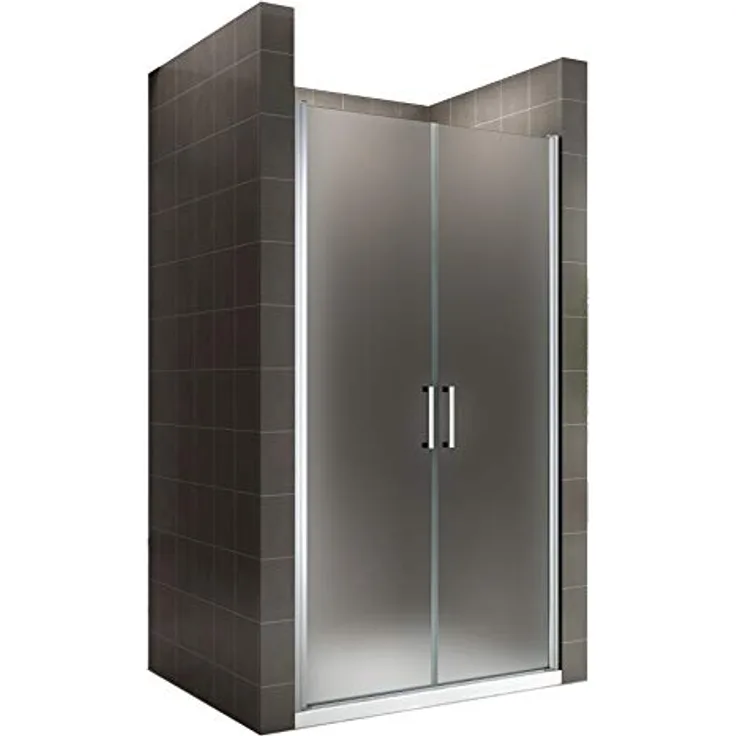 i-flair Duschtür 80-83 cm, Höhe 195 cm, satiniertes 6 mm Sicherheitsglas, Edelstahlgriffe