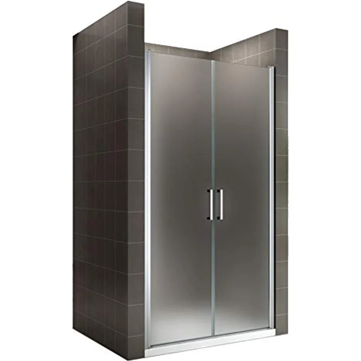 i-flair Duschtür 80-83 cm, Höhe 195 cm, satiniertes 6 mm Sicherheitsglas, Edelstahlgriffe – Bild 1