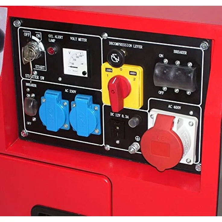 Apex Diesel Stromerzeuger 5800 Generator 06263 schallisoliert 400V leise schallgedämm, 8,5 PS Dieselmotor, Elektrostart, 230 V / 400 V, 16 Liter Tank, 96 dB (A) - blau – Bild 5