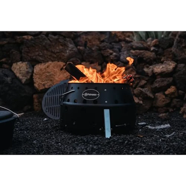 Petromax Atago Black Edition, 4in1 Mobiler Grill mit emailliertem Gussgrillrost und mattschwarzem Design – Bild 7
