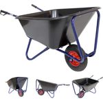 TRUTZHOLM Schubkarre 1-Rad 290L 300Kg Luftrad Metallfelge 156 x 89 cm Kunststoff, blau, stabiles Stahlgestell