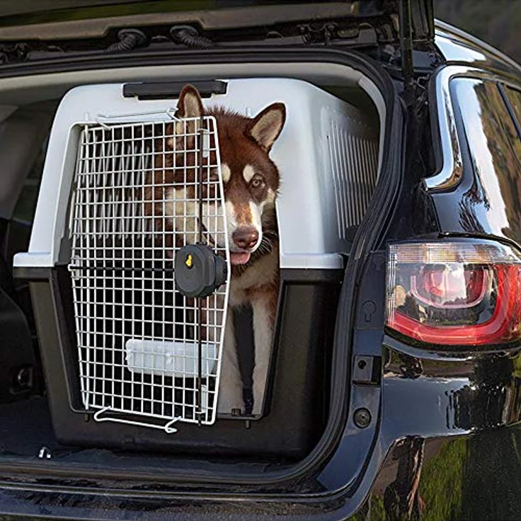 Ferplast Hundetransportbox Transportbox für mittelgroße Hunde ATLAS 60, Reisebox für Hunde, Sicherheitsverriegelung, Lüftungsgitter, 61 x 91 x h 68 cm Grau – Bild 4