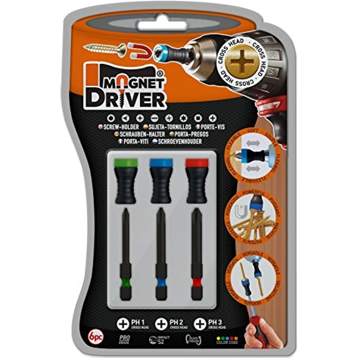 Magnet Driver B33PH Schraubenhalter von Micaton | magnetischer Schraubendreheraufsatz für Schraubendreher und Power-Bits, kein Wackeln oder Herunterfallen, ermöglicht Versenken (Farbkodiert) – Bild 1