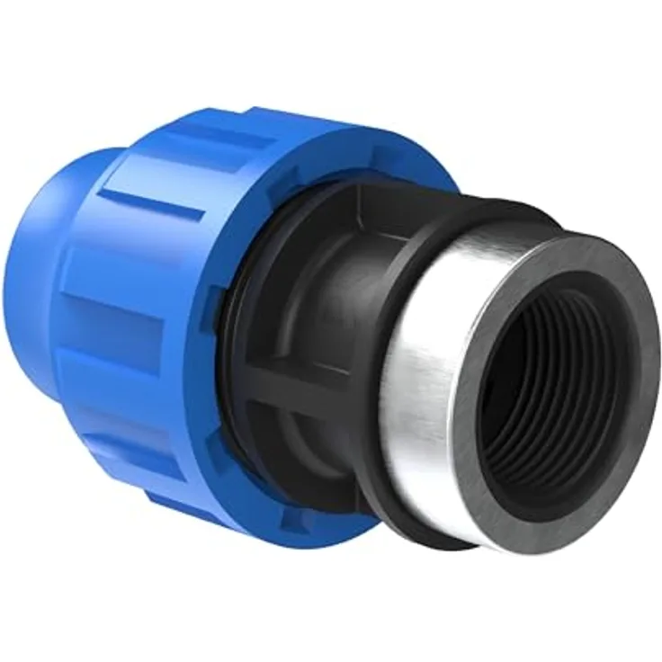 Kirchhoff Übergangsstück mit Innengewinde, Kunststoff, 25 mm x 1"IG, DVGW geprüft, Trinkwasserqualität, schwarz, für HDPE Rohr