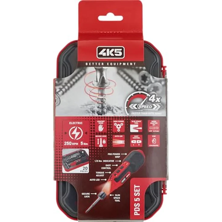 4K5, Schraubenzieher, Tools PDS 5-Set E-Schraubendreher Größe (Schraubendreher) 1/4\ (Innensechskant, Schlitz, Pozidriv-Kreuzschlitz (PZ), T-profil, Phillipps-Kreuzschlitz (PH)) – Bild 9