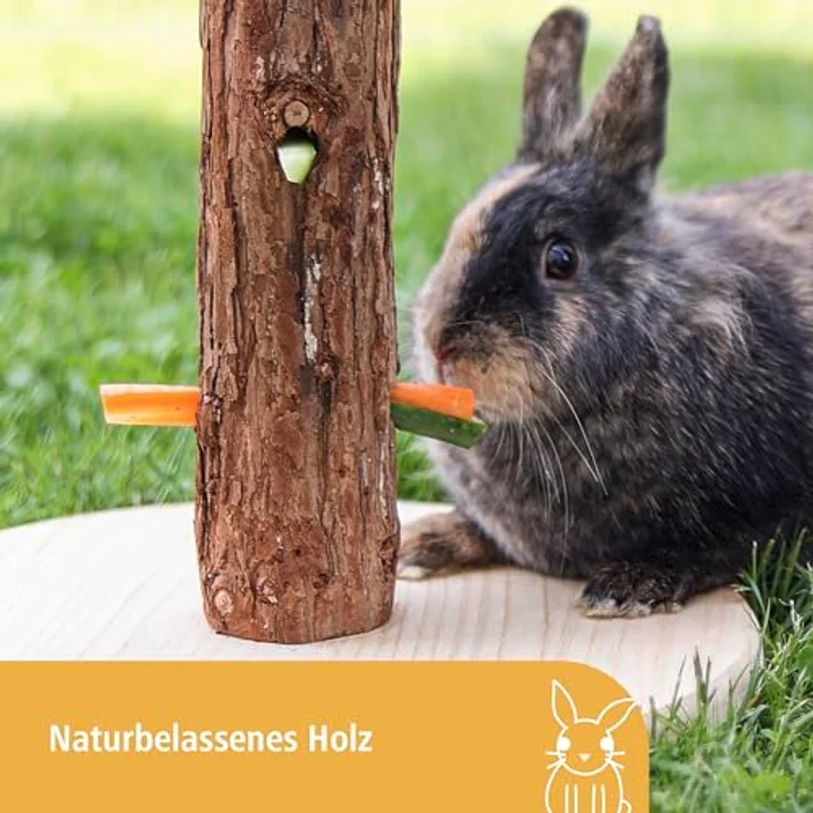 Kerbl Outdoor-Spielzeug Nagerzubehör Futterbaum Holz - Stamm mit Löchern, ca. 30 cm, natur – Bild 2