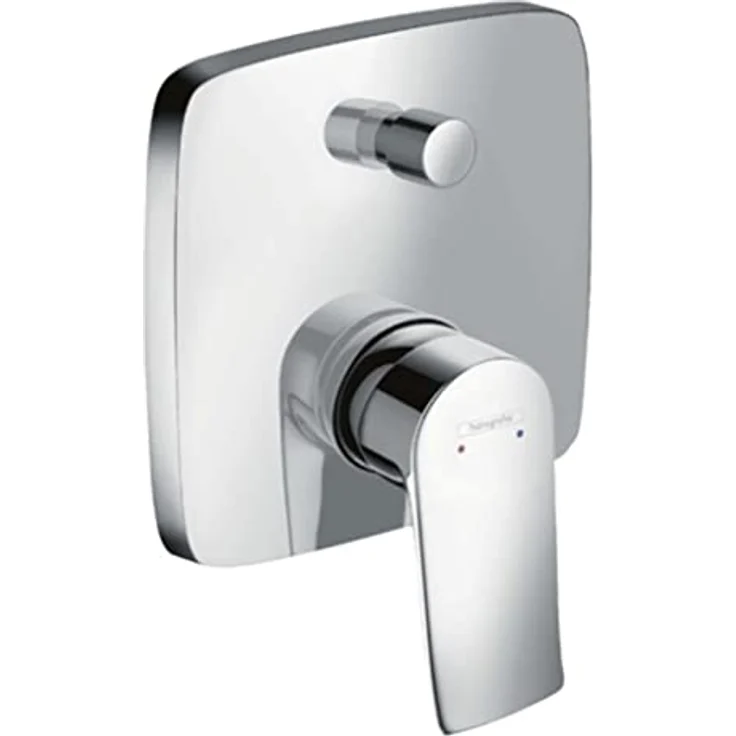 Hansgrohe Metris Wannenmischer Unterputz Fertigset, eckig, Chrom, keramisches Mischsystem, 21 l/min Durchflussmenge, temperaturbegrenzbar, mit Schalldämpfer – Bild 1