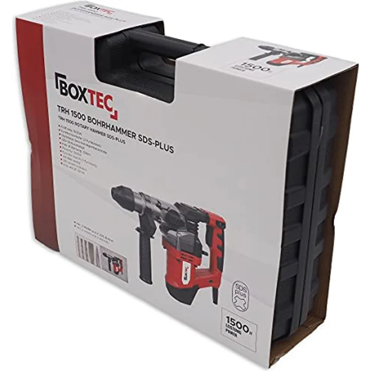 BOXTEC Bohrhammer TRH 1500 mit LED-Statusanzeige 3 Funktionen, 230 V, Drehstopp / Rutschkupplung, komplett Set inkl. 7-teiliges Zubehör, SDS-PLUS 1500W – Bild 7