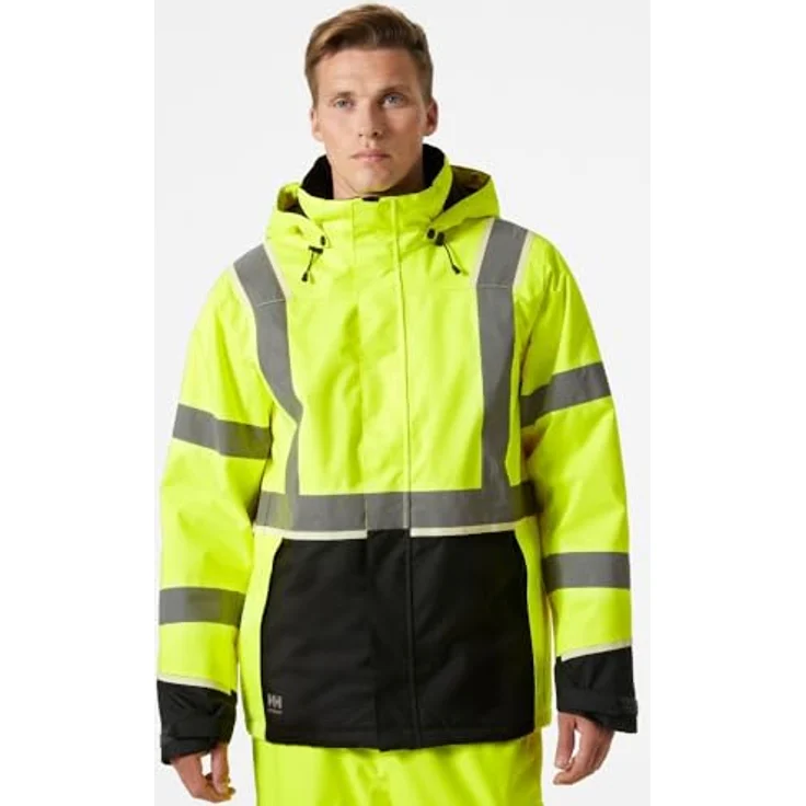 Helly Hansen workwear Arbeitsjacke Warn-Winterjacke gelb Größe XL mit abnehmbarer Kapuze und reflektierenden Details – Bild 3