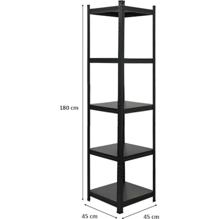 PROREGAL Schwerlastregal Ragnar 500kg 180x45x45cm Matt Schwarz, Kellerregal, Steckregal, Garagenregal – Bild 2