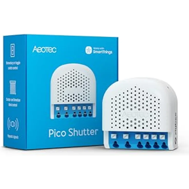 Aeotec Pico Shutter, Smarte Rollladensteuerung für Raffstores und Garagentore, Zigbee, Szenensteuerung, Repeater Funktion