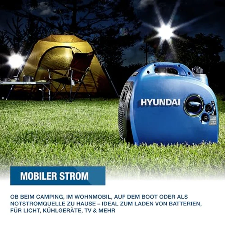 HYUNDAI Inverter-Generator HY2300Si D, tragbar mit 2.2 kW Leistung, 2 x 230V, 1 x 12V, 1 x USB, leise und mit ECO-Modus – Bild 3